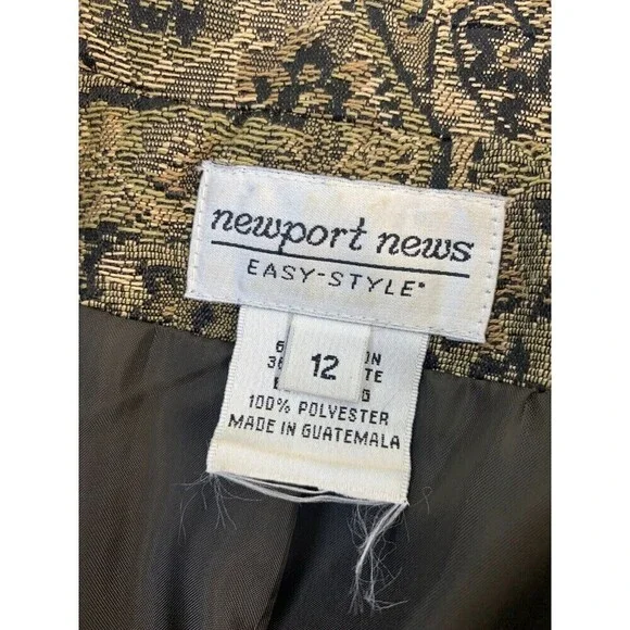 Newport News Brocade Jacquard Button Jacket Vintage Pea Coat Mid Length Women 12 - Picture 6 of 12